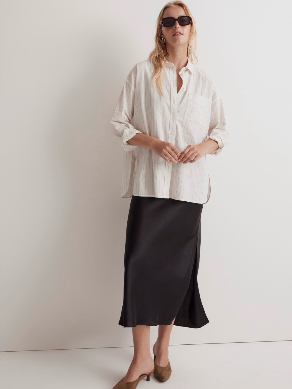 Madewell Signature Poplin Striped Oversized Shirt